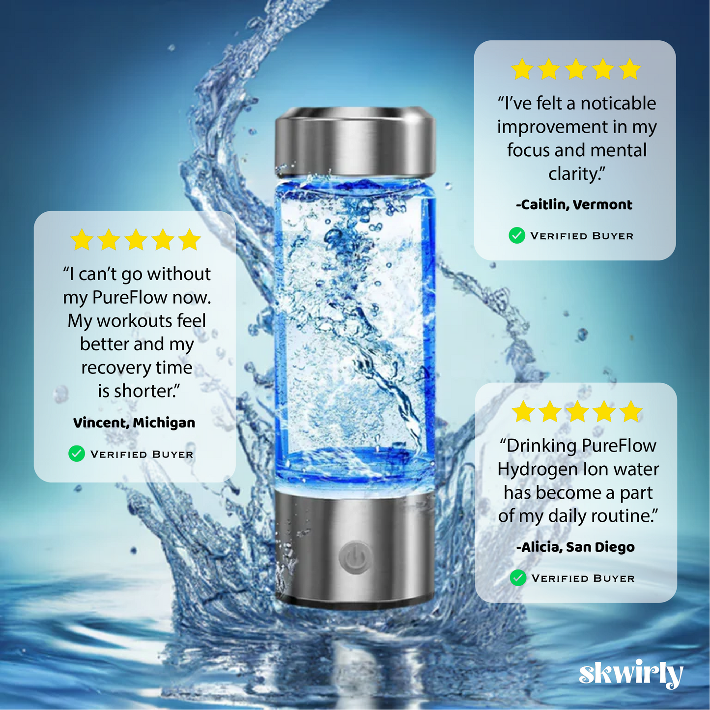 PureFlow™ Hydrogen Ionizer Water Bottle